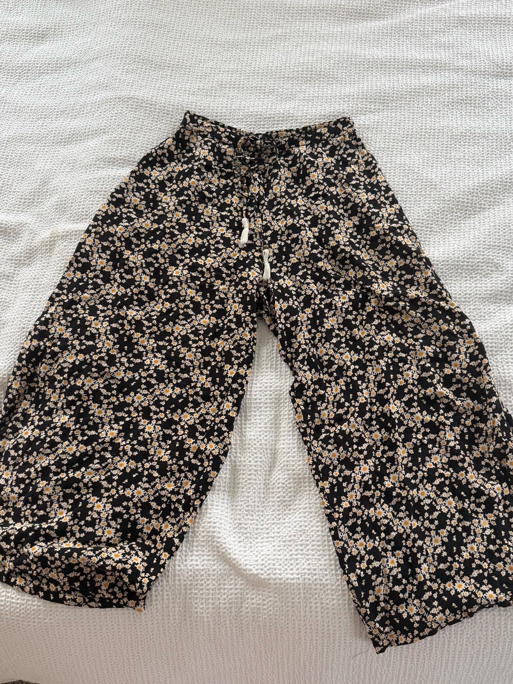 Black Floral Wide-Leg Bottoms